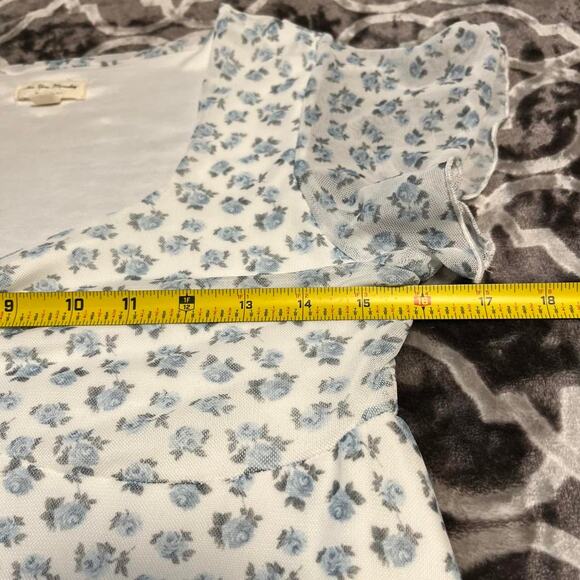 See You Monday Babydoll Dress Size L Light Whimsical Dainty Floral Cottage Faire - Picture 6 of 9